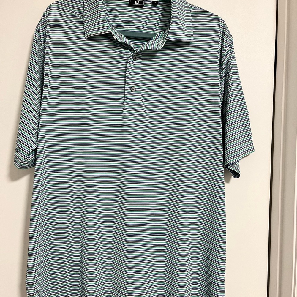 FootJoy Blue and White Striped Polo Shirt